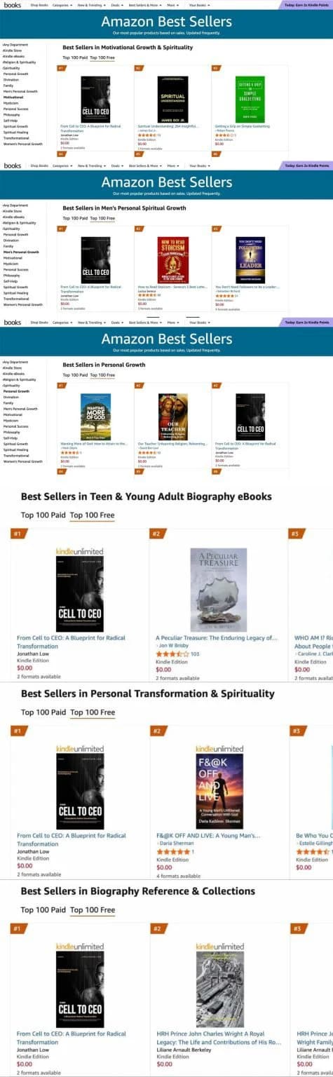 Cropped Amazon bestseller category listing showing Cell to CEO at number one