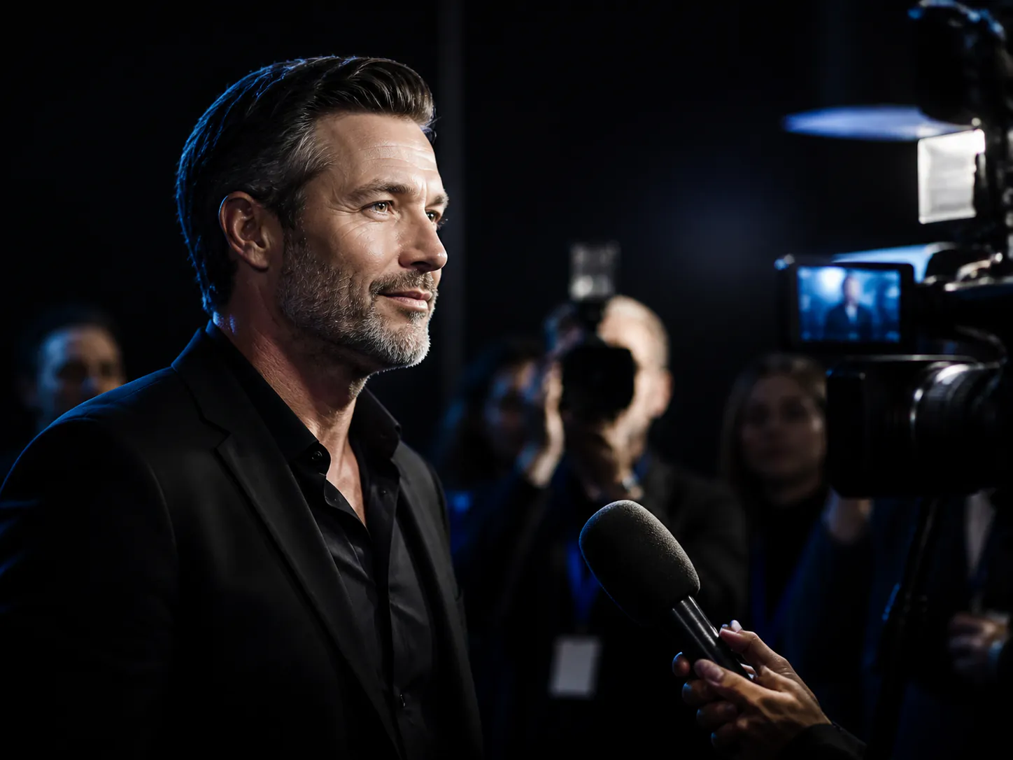 A respected founder being interviewed by professional media after a conference panel